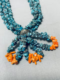 One Of The Finest Vintage Native American Navajo Spiderweb Turquoise Sterling Silver Necklace-Nativo Arts