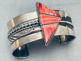 One Of Coolest Ever Vintage Native American Navajo Spiny Oyster Sterling Silver Inlay Bracelet-Nativo Arts