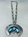 One Of The Best Ever Vintage Native American Navajo Gilber Turquoise Sterling Silver Necklace-Nativo Arts