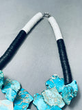 174 Grams Turquoise Nugget Vintage Native American Navajo Heishi Sterling Silver Necklace-Nativo Arts