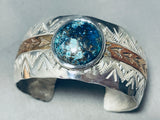 One Of The Most Unique Vintage Native American Navajo Chrysocolla Sterling Silver Bracelet-Nativo Arts