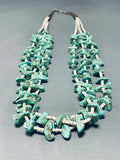 Native American 156 Grams Vintage Navajo Green Turquoise Nugget Sterling Silver Necklace-Nativo Arts