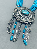 One Of The Finest Vintage Native American Navajo Turquoise Sterling Silver Necklace-Nativo Arts