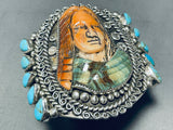 Native Woman Turquoise Hand Carved Sterling Silver Bracelet-Nativo Arts