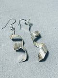 Impressive Vintage Native American Navajo Sterling Silver Swirl Earrings-Nativo Arts