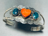 Heart Culture Vintage Native American Navajo Spiderweb Turquoise Sterling Silver Bracelet-Nativo Arts