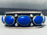 Circles Of Lapis Native American Navajo Sterling Silver Bracelet Cuff Heavy-Nativo Arts