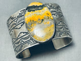 172 Grams!!!!! Native American Navajo Heavy Sturdy Yellow Jasper Sterling Silver Bracelet-Nativo Arts