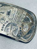 First Rate Vintage Native American Hopi Signed Massive Sterling Silver Buckle-Nativo Arts