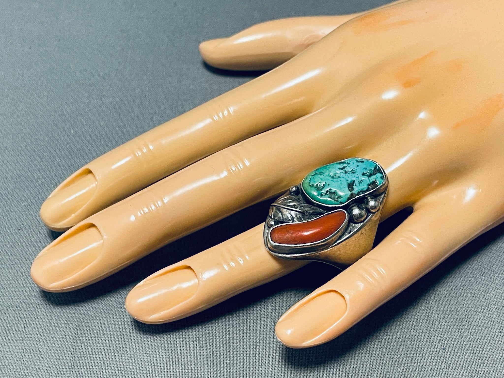 Mens turquoise and coral on sale rings