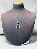 Unique Vintage Native American Navajo Black Swirl Agate Sterling Silver Necklace-Nativo Arts