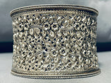 Incredible Intricacy! Vintage Sterling Silver Wide Bracelet Cuff-Nativo Arts