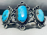 Astonishing Vintage Native American Navajo Pilot Mountain Turquoise Sterling Silver Bracelet-Nativo Arts