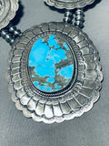 200 Grams Huge Vintage Native American Navajo Concho Sterling Silver Turquoise Necklace-Nativo Arts