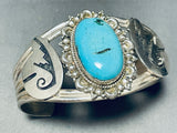 Bears Of Turquoise Vintage Native American Navajo Sterling Silver Geomtric Bracelet-Nativo Arts