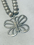 Cute Butterfly!! Vintage Native American Navajo Sterling Silver Necklace Old-Nativo Arts