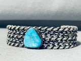 All Coils!!!! Vintage Native American Navajo Turquoise Sterling Silver Sturdy Bracelet-Nativo Arts