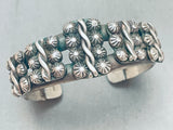 One Of The Best Button Vintage Native American Navajo Sterling Silver Bracelet Cuff-Nativo Arts