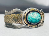 One Of Most Unique Ever Vintage Native American Navajo Turquoise Gold Sterling Silver Bracelet-Nativo Arts