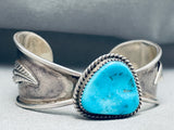 Brilliant Vintage Native American Navajo Morenci Turquoise Sterling Silver Butterfly Cuff-Nativo Arts