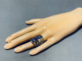 Unique Native American Navajo Lapis Sterling Silver Ring-Nativo Arts