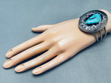 One Of The Best Vintage Native American Navajo Spiderweb Turquoise Sterling Silver Bracelet-Nativo Arts