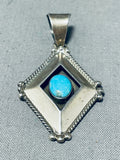 Special Vintage Native American Navajo Blue Gem Turquoise Sterling Silver Pendant-Nativo Arts