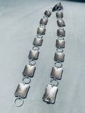 Very Old Hand Tooled Vintage Native American Navajo Sterling Silver Concho Belt Necklace-Nativo Arts