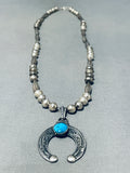 Outstanding Vintage Native American Zuni Kingman Turquoise Sterling Silver Necklace-Nativo Arts