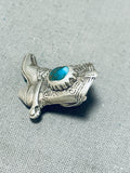 One Of A Kind Native American Navajo Carico Lake Turquoise Sterling Silver Cowboy Boot Tie Tack-Nativo Arts