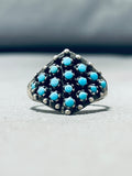 Native American Elegant Vintage Zuni Blue Gem Turquoise Sterling Silver Ring-Nativo Arts