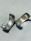 Exceptional Vintage Native American Navajo Sterling Silver & 14k Gold Two-tone Earrings Signed-Nativo Arts