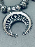 Womens Fab Vintage Sterling Silver Squash Blossom Necklace-Nativo Arts