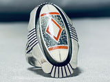 One Of The Most Unique Ever Vintage Native American Navajo Turquoise Inlay Sterling Silver Ring-Nativo Arts
