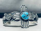 Best Zia!! Vintage Native American Navajo Turquoise Sterling Silver Bracelet-Nativo Arts