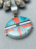 One Of The Best Ever Vintage Native American Navajo Turquoise Inlay Sterling Silver Necklace-Nativo Arts