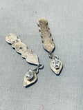 Amazing Vintage Native American Navajo Kingman Turquoise Sterling Silver Signed Earrings-Nativo Arts