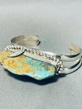 Protruding Turquoise!! Vintage Native American Navajo Sterling Silver Bracelet Old-Nativo Arts