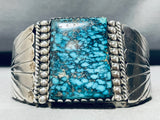One Of Best Ever Vintage Native American Navajo Lone Mountain Turquoise Sterling Silver Bracelet-Nativo Arts