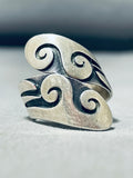 Native American Hypnotic Vintage Hopi Signed Sterling Silver Waves Adjustable Ring-Nativo Arts