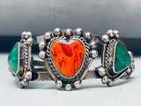 Heart Of Spiny Vintage Native American Navajo Sterling Silver Bracelet Cuff Old-Nativo Arts