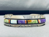 7 Inch Wrist Vintage Native American Navajo Royston Turquoise Inlay Sterling Silver Bracelet-Nativo Arts