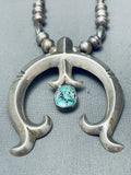 Womens Vintage Native American Navajo Spiderweb Turquoise Sterling Silver Naja Necklace-Nativo Arts