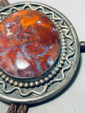 90 Gram One Of The Best Vintage Native American Navajo Agate Sterling Silver Bolo Tie-Nativo Arts