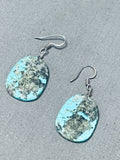 Native American Fascinating Vintage Santo Domingo Turquoise Slab Sterling Silver Earrings-Nativo Arts