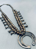 Womens Vintage Native American Navajo Turquoise Sterling Silver Squash Blossom Necklace-Nativo Arts
