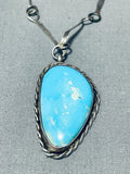Unique Handmade Chain Vintage Native American Navajo Turquoise Sterling Silver Necklace-Nativo Arts