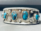 Authentic Early Deposit Bisbee Turquoise Vintage Native American Navajo Sterling Silver Bracelet-Nativo Arts