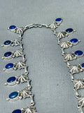 Fascinating Native American Navajo Lapis Sterling Silver Necklace-Nativo Arts