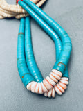 Native American 232 Grams Vintage Santo Domingo Heishi Shell Turquoise Necklace-Nativo Arts